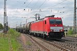 Ausfahrt am 18.04.2015 von E 186 340-6 mit dem 44281 (Mulhouse Ville - Offenburg Gbf) aus Müllheim (Baden) in Richtung Freiburg.