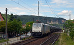 186 426 der LTE zog am 12.06.16 einen Kesselwagenzug durch Stadt Wehlen Richtung Dresden.