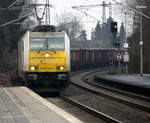 186 344-8 der Euro Cargo Rail kommt mit einem Schrottzug aus Köln-Kalk(D) nach Genk-Goederen(B) und kommt aus Richtung Mönchengladbach-Hbf,Rheydt-Hbf,Wickrath,Beckrath,Herrath und fährt