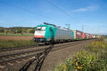 E 186 249-9 mit enem Aufliegerzug bei Kerzell am 19.10.2022