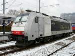 RAILPOOL / rail Care  Lok 186 104-6 abgestellt in Oensingen am 24.02.2013