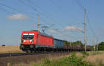 187 150 führte am 27.06.18 einen gemischten Güterzug durch Niederndodeleben Richtung Magdeburg.