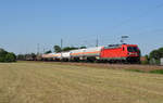 187 129 führte am 29.06.19 einen gemischten Güterzug durch Gräfenhainichen Richtung Wittenberg.