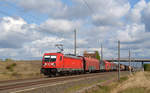 187 168 führte am 24.09.19 einen gemischten Güterzug durch Brehna Richtung Halle(S).