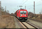 Schiebewandzug mit 187 177-1 DB durchfährt den Hp Prödel auf der Bahnstrecke Biederitz–Trebnitz (KBS 254) Richtung Trebnitz.