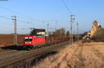 187 167-2 mit dem EZ 51573 (Wetzlar – München Nord) bei Herrnberchtheim 23.2.22