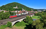 187 190 mit einem Güterzug am 29.07.2024 bei Gemünden (Main).