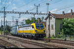SRT Rem 487 001 und Railpool 187 005 am 21. Juli 2017 auf Messfahrt bei der Einfahrt Solothurn.