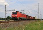 189 007-8 mit gemischtem Güterzug in Fahrtrichtung Wunstorf. Aufgenommen in Dedensen-Gümmer am 24.07.2015.