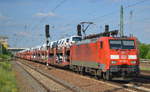  DB Cargo Deutschland AG mit  189 062-3  [NVR-Nummer: 91 80 6189 062-3 D-DB] und PKW-Transportzug (VW Nutzfahrzeuge aus polnischer Produktion) am 21.05.19 Bf. Flughafen Berlin-Schönefeld.