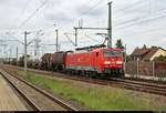 Kesselzug mit 189 057-3 DB passiert den Hp Halle Messe auf der Bahnstrecke Magdeburg–Leipzig (KBS 340) Richtung Leipzig.