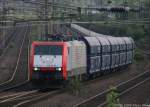 Nach freier Fahrt geht es fr Veolia 189 093 mit einem Falns-Zug weiter in Richtung Duisburg. GE-Schalke-Nord/Ausfahrt Gbf. GE-Bismarck  01.09.2008