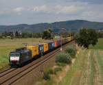 ES 64 F4 - 998 der ERS Railways mit Containerzug, fhrt in Grosachsen-Heddesheim Richtung Mannheim Friedrichsfeld.