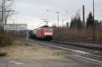 Foto vom 1.12.2008/ ein Gterzug durchfhrt den Bahnhof Rheydt-Odenkirchen in Richtung Rheydt Hauptbahnhof. Die Zuglok ist 189 023-5.