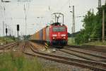 Br 189 009-4 mit ein Containerzug in richtung Tschechien durch Weissig bei Grossenhain 23/06/2010.
