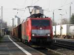 189 077-1 mit einem gemischte Gterzug in Beuel am 22.3.2011