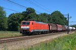 DB Cargo 189 087 mit einem gemischtem, kurzen Güterzug in Richtung Hengelo (De Lutte, NL, 19.07.16). 