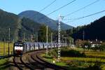 Die 189 157 (Mietlok von Retrack Slovakia) ist mit einem Getreidezug bei Švošov.
21.09.2024.