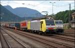 Bevor die E189 912RT den Zug alleine in Richtung Mnchen bringen wird, wird vor der Abfahrt eine Bremsprobe gemacht. (10.07.2008)
