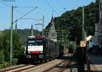 189 112-6 und 907-1 mit einem KLV ZUg gen Norden in St.Goar 19.7.10