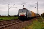 MRCE 189 208 ist auch mit einem Containerzug in Boisheim unterwegs, auch sie fhrt in Richtung Niederlande. 6.10.2010