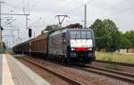 ES 64 F4 - 089 zog am 02.07.11 einen Schiebewandwagenzug durch Niemberg Richtung Magdeburg.