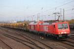 WLE 81 (189) und WLE 22 (Eurorunner) mit Bauzug am 31/10/11 Richtung Lippstadt durch den Gbf Paderborn 