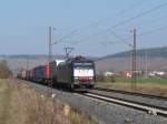 ES64F4 016 @ 189 916 von MRCE Dispolok, fhrt am 14.02.13 mit einem KLV aus Richtung Gemnden, nach Wrzburg. Eingefangen kurz vor Retzbach-Zellingen. Gre an den TF!