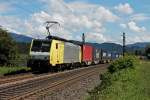 ERS Railways ES 64 F4-203 am 08.08.2014 mit dem Weil am Rhein-Shuttle (Weil am Rhein Ubf - Rotterdam) bei Kollmarsreute gen Norden.