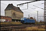 Am 8.12.2024 war diese E-Lok 192083 um 11.00 Uhr in der südlichen Bahnhofseinfahrt Pasewalk geparkt.