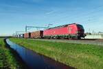 DBC 193 356 schleppt ein Containerzug bei Valburg am 13 November 2022. Ein neben der Strecke offentlicher Weg macht es möglich, solche Bilder dort zu machen. 