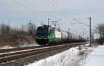 Im Auftrag der LTE führte 193 261 am 18.03.18 einen Kesselwagenzug durch Greppin Richtung Dessau.