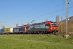 Doppeltraktion, mit den Loks 193 468.6 und 474 003-1, fährt Richtung Bahnhof Sissach. Die Aufnahme stammt vom 21.03.2019.