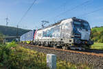 193 823-2 mit einem Containerzug bei Hermannspiegel am 11.10.2023