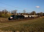 Die X 4 E-873 mit einem Getreidezug am 23.02.2014 unterwegs bei Kimpling.