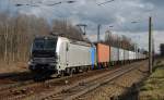 Nachdem 193 804 bereits am Vormittag des 22.02.14 mit ihrem Containerzug Leipzig-Thekla Richtung Schönefeld durchfahren hatte, fuhr sie circa 1,5 Stunden später mit ihrem Containerzug erneut durch Thekla, diesmal aber zurück Richtung Mockau. 