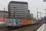 boxxpress 193 880 fuhr am 7.3.14 mit einem Containerzug durch Düsseldorf-Rath.
