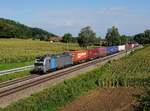 Die 193 824 mit einem KLV-Zug am 20.08.2017 unterwegs bei Einöd.