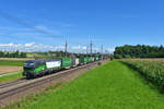 193 284 mit einem Containerzug am 14.08.2017 bei Kimpling.