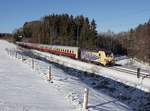 Die 193 777 mit dem TEE nach Salzburg am 29.12.2017 unterwegs bei Rückstetten.