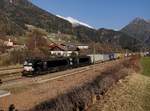 Die X4E-669 und die X4E-673 mit einem KLV-Zug am 07.04.2018 unterwegs bei Campo di Trens.