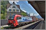 Vectron 193 462 mit Containerzug pausiert in Flüelen. (09.07.2018)