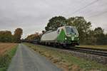 SETG (Salzburger Eisenbahn Transport Logistik GmbH) Siemens Vectron 193 814-1 mit Rungenwagen die mit Holz beladen sind am 29.10.18 in Maintal Ost  