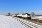 193 839 mit einem Knickkesselzug am 31.01.2019 bei Langenisarhofen.