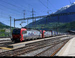 Lok`s 183 469-4 und 193 477-7 unterwegs für die SBB vor Güterzug in Brig am 01.06.2019