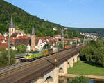 193 558 TXL mit KLV in Richtung Fulda.(Gemünden am Main 2.6.2019).