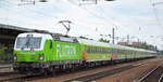 BTE BahnTouristikExpress GmbH/FlixTrain GmbH mit der Rpool Vectron   193 813-3  [NVR-Nummer: 91 80 6193 813-3 D-Rpool] und Wagengarnitur (leer) bei der Durchfahrt Bahnhof Flughafen Berlin-Schönefeld am 06.07.19