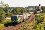 Am 20.09.2019 ist 193 264 der TX-Logistik mit einem Taschenwagenzug bei Hausbach nahe Vilshofen in Richtung Plattling unterwegs.