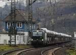 E-LOK 193 228(E11) MIT AUTOTRANSPORTZUG IN DILLENBURG/HESSEN  Wie fast täglich rollt auch am 15.11.2019 ein langer Autotransportzug der Wagen mit  den 4 Ringen aus Ingolstadt auf der