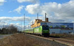 193 231 führte am 05.02.20 den Flixtrain Stuttgart - Berlin vorbei am Class-Werk Landsberg Richtung Bitterfeld.